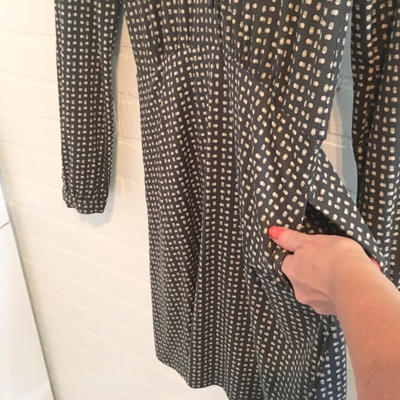 ANTHROPOLOGIE x Indie and Cold Shirt Dress Mini Long sleeve Retro Gray Cream XS - Picture 13 of 16